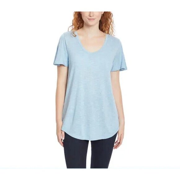 Jessica Simpson T Shirt Size Large V Neck Short Sleeve Viscose Blend Essential - Picture 8 of 9